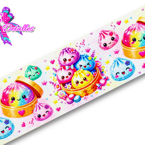 LBP07289 - Listón Estampado de 7,5 cm - Dumplings (por metro)
