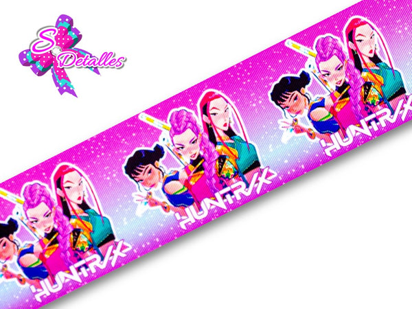 LBP07072 - Listón Estampado de 7,5 cm - Huntrix (por metro)