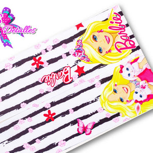 LBP07013 - Listón Estampado de 7,5 cm - Barbie (Tira de 81 cm)