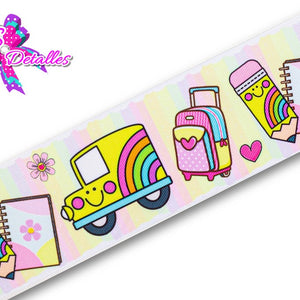 LBP07096 - Listón Estampado de 7,5 cm - Clases (por metro)