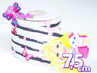 LBP07013 - Listón Impreso de 7,5 cm - Barbie (Tira de 81 cm)