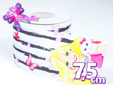 LBP07013 - Listón Impreso de 7,5 cm - Barbie (Tira de 81 cm)