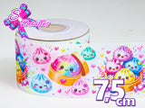LBP07289 - Listón Estampado de 7,5 cm - Dumplings (por metro)