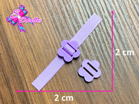 PL0008 - Pasa Listón Acrílico de 2cm x 2cm - Flor Lila (Abertura de 1 cm)