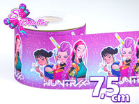 LBP07072 - Listón Estampado de 7,5 cm - Huntrix (por metro)
