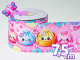 LBP07181 - Listón Estampado de 7,5 cm - Dumplings (por metro)