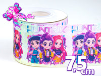 LBP07084 - Listón Estampado de 7,5 cm - Huntrix (Por Metro)