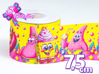 LBP07383 - Listón Impreso de 7,5 cm - Bob Esponja (por metro)