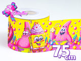 LBP07383 - Listón Impreso de 7,5 cm - Bob Esponja (por metro)