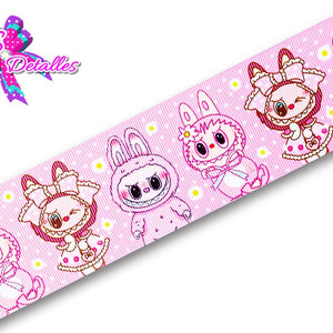 LBP06001 - Listón Estampado de 5,0 cm - Labubu (por metro)