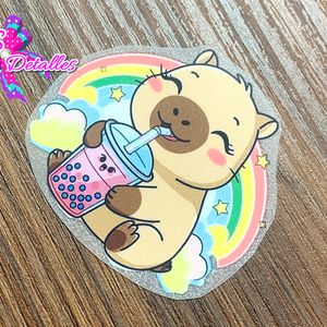PDTF0001 - Planchable DTF de 5cm x 5cm - Capibara Bebida