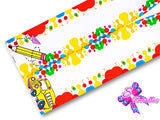 LBP07195 - Listón Estampado de 7,5 cm - Clases (Tira de 81cm)