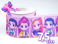 LBP07054 - Listón Estampado de 7,5 cm - Huntrix (por metro)