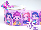 LBP07054 - Listón Estampado de 7,5 cm - Huntrix (por metro)