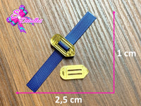 PL0010 - Pasa Listón Acrílico de 1cm x 2,5cm - Creyon Dorado (Abertura de 1 cm)