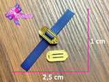 PL0010 - Pasa Listón Acrílico de 1cm x 2,5cm - Creyon Dorado (Abertura de 1 cm)