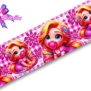 LBP07010 - Listón Estampado  de 7,5 cm - Rapunzel (por metro)