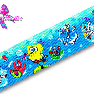 LBP06009 - Listón Estampado de 5,0 cm - Bob Esponja (por metro)