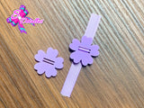 PL0001 - Pasa listón Acrílico de 2,5cm x 2,5cm - Flor Lila (Abertura 1 cm)