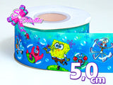 LBP06009 - Listón Estampado de 5,0 cm - Bob Esponja (por metro)