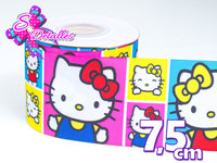 LBP07150 - Listón Impreso de 7,5 cm - Hello Kitty (por metro)