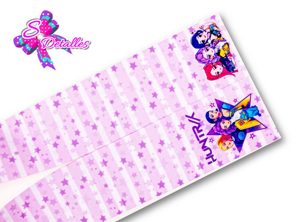 LBP07082 - Listón Estampado de 7,5 cm - Huntrix (Tira)