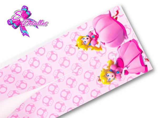 LBP07332 - Listón Impreso de 7,5 cm - Princesa Peach (Tira de 80 cm)