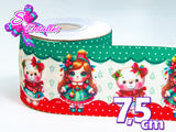 LBP27464 - Listón Estampado de 7,5 cm - Navidad (por metro)