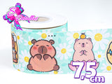 LBP07401 - Listón Estampado de 7,5 cm - Capibara (por metro)