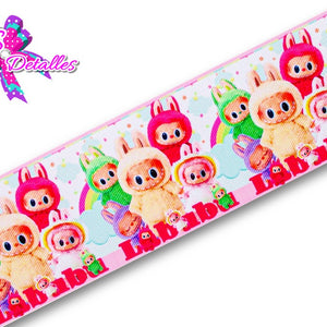 LBP07274 - Listón Estampado de 7,5 cm - Labubu (por metro)