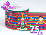 LBP07315 - Listón Impreso de 7,5 cm - Otomi (por metro)