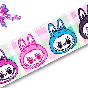 LBP07370 - Listón Estampado de 7,5 cm - Labubu (por metro)