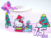LBP27438 - Listón Estampado de 7,5 cm - Navidad (por metro)
