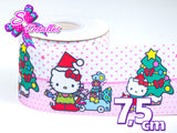 LBP27438 - Listón Estampado de 7,5 cm - Navidad (por metro)