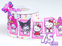 LBP07353 - Listón Impreso de 7,5 cm - Hello Kitty (por metro)