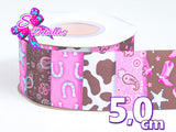 LBP06016 - Listón Estampado de 5,0 cm - Vaquera (por metro)