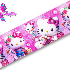 LBP07012 - Listón Estampado de 7,5 cm - Hello Kitty (por metro)