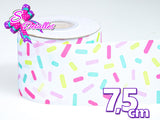 LBP07376 - Listón Estampado de 7,5 cm - Virutas (por metro)