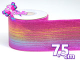 LBM07016 - Listón Metalico de 7,5 cm - Fucsia Arcoiris (por metro)