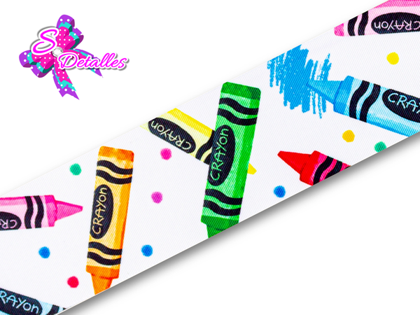 LBP07322 - Listón Impreso de 7,5 cm - Crayola (por metro)