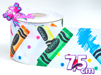 LBP07322 - Listón Impreso de 7,5 cm - Crayola (por metro)