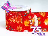LBP27469 - Listón Estampado de 7,5 cm - Navidad (por metro)