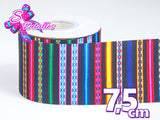 LBP07152 - Listón Estampado de 7,5 cm - Mexico (por metro)