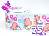 LBP07222 - Listón Estampado de 7,5 cm - Capibara (por metro)