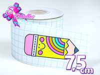 LBP07090 - Listón Estampado  de 7,5 cm - Clases (Tira de 82 cm)