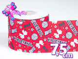 LBP07298 - Listón Estampado de 7,5 cm - Volleyball (por metro)
