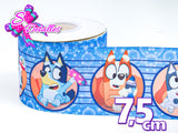 LBP07382 - Listón Estampado de 7,5 cm - Bluey (por metro)