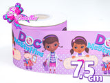 LBP07418 - Listón Estampado de 7,5 cm - Doctora Juguetes (por metro)