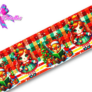 LBP27475 - Listón Estampado de 7,5 cm - Navidad (por metro)