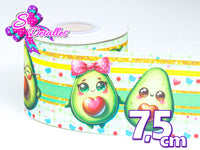 LBP07127 - Listón Impreso de 7,5 cm - Aguacate (por metro)